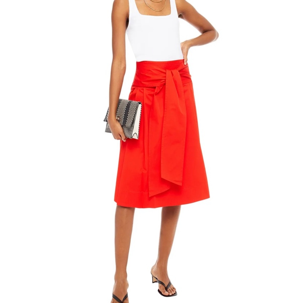 Tory Burch Midi skirt Red wrap with sash 4